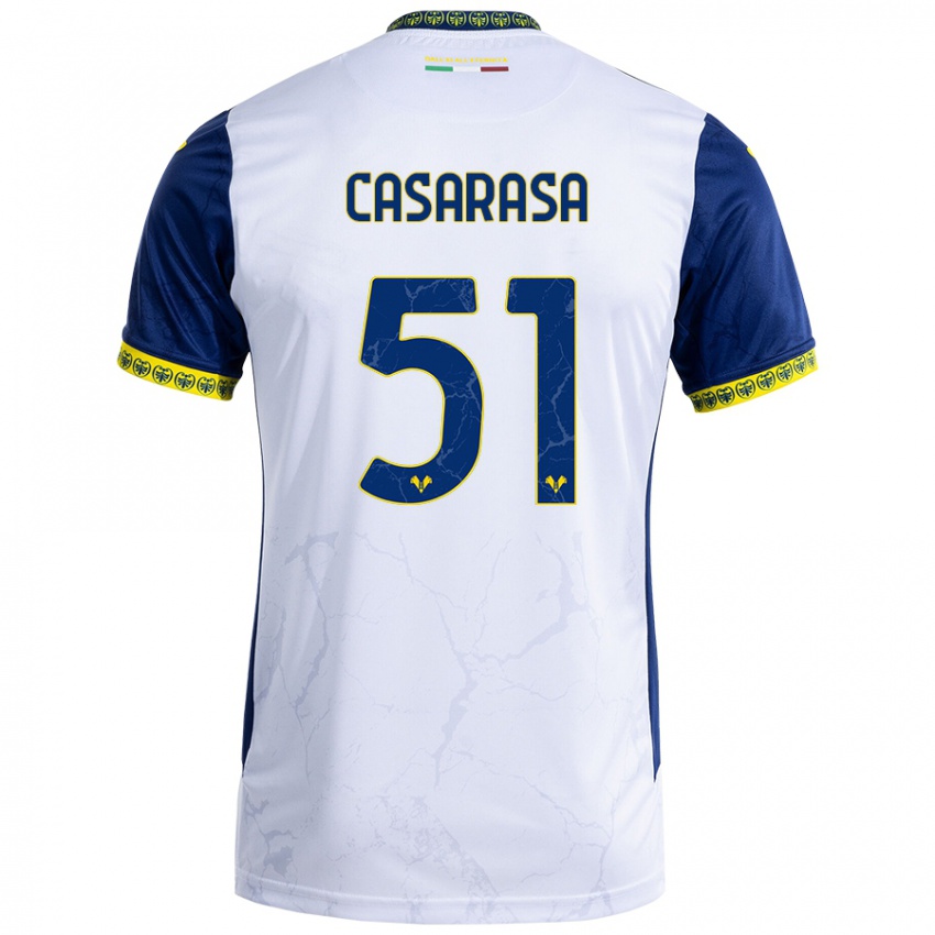 Børn Asia Casarasa #51 Hvid Blå Udebane Spillertrøjer 2024/25 Trøje T-Shirt