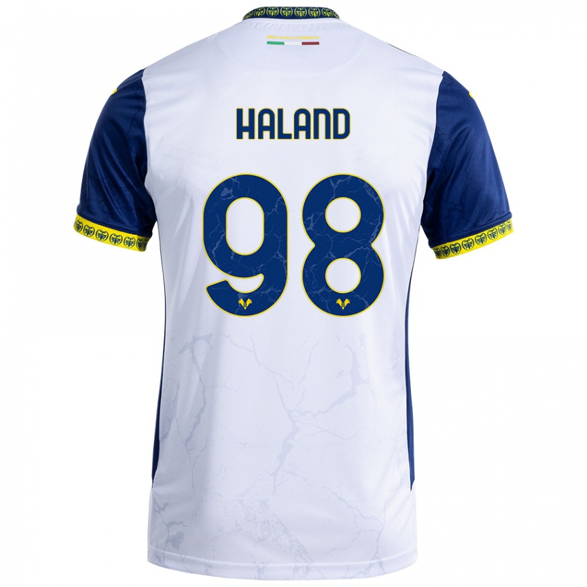 Børn Benedicte Iversen Håland #98 Hvid Blå Udebane Spillertrøjer 2024/25 Trøje T-Shirt