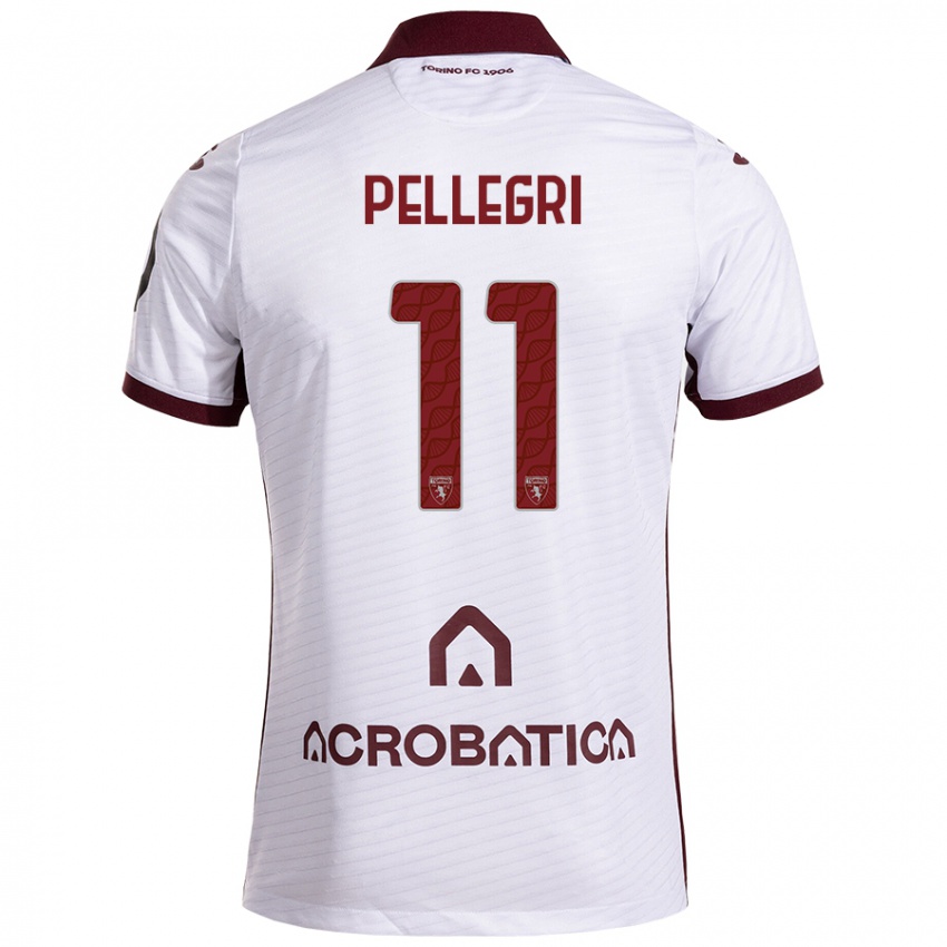 Børn Pietro Pellegri #11 Hvid Rødbrun Udebane Spillertrøjer 2024/25 Trøje T-Shirt