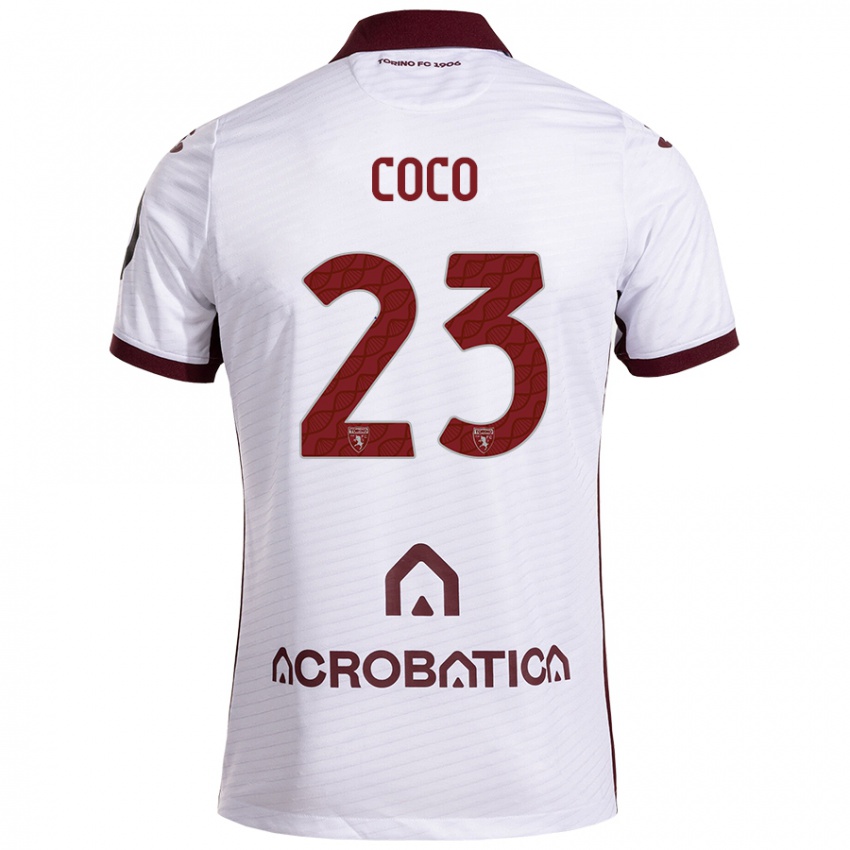 Børn Saúl Coco #23 Hvid Rødbrun Udebane Spillertrøjer 2024/25 Trøje T-Shirt