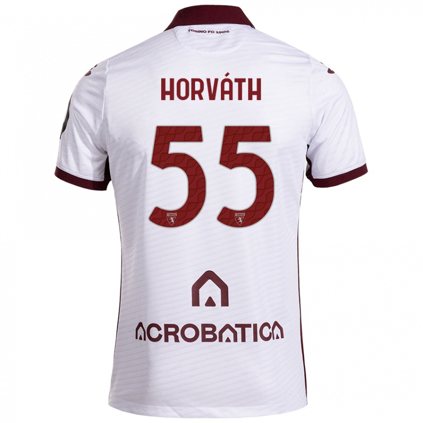 Børn Krisztofer Horváth #55 Hvid Rødbrun Udebane Spillertrøjer 2024/25 Trøje T-Shirt