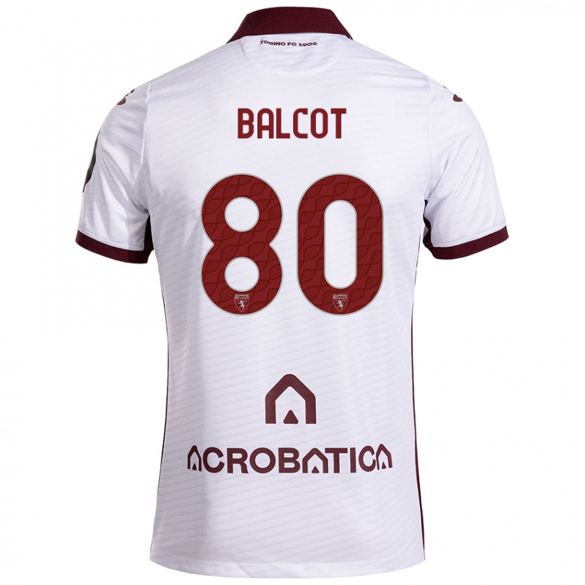 Børn Côme Bianay Balcot #80 Hvid Rødbrun Udebane Spillertrøjer 2024/25 Trøje T-Shirt