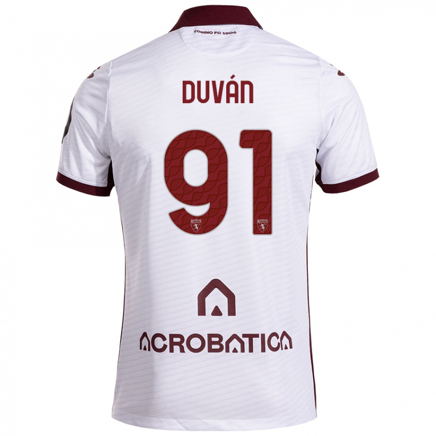 Børn Duván Zapata #91 Hvid Rødbrun Udebane Spillertrøjer 2024/25 Trøje T-Shirt