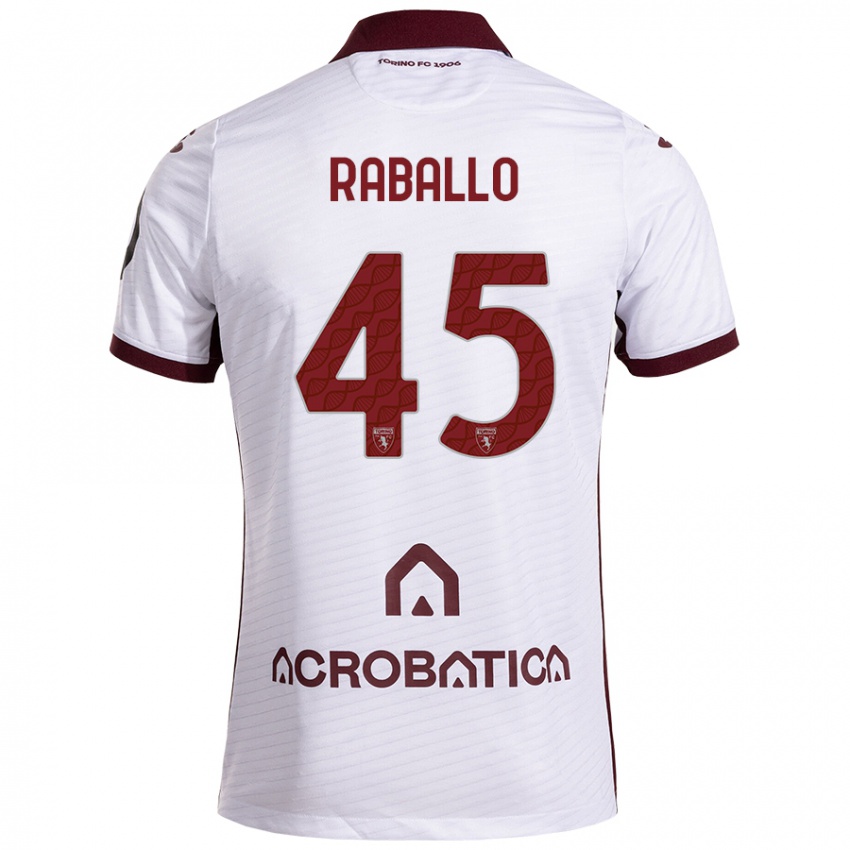 Børn Alessio Raballo #45 Hvid Rødbrun Udebane Spillertrøjer 2024/25 Trøje T-Shirt