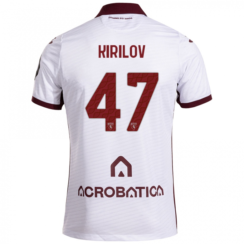 Børn Martin Kirilov #47 Hvid Rødbrun Udebane Spillertrøjer 2024/25 Trøje T-Shirt