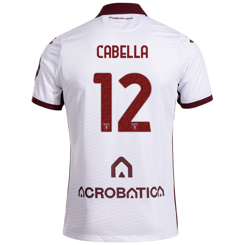 Børn Matteo Cabella #12 Hvid Rødbrun Udebane Spillertrøjer 2024/25 Trøje T-Shirt