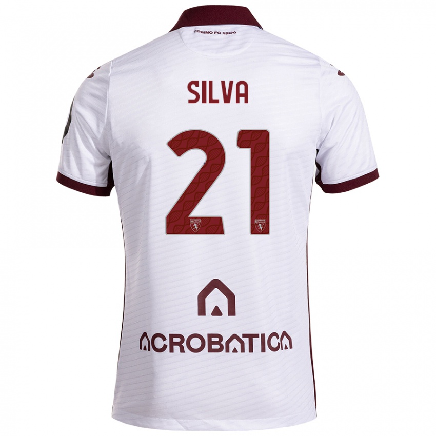 Børn Jonathan Silva #21 Hvid Rødbrun Udebane Spillertrøjer 2024/25 Trøje T-Shirt