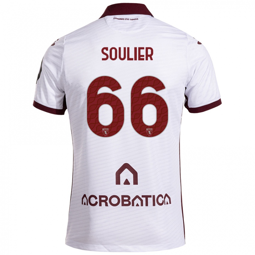 Børn Evan Soulier #66 Hvid Rødbrun Udebane Spillertrøjer 2024/25 Trøje T-Shirt