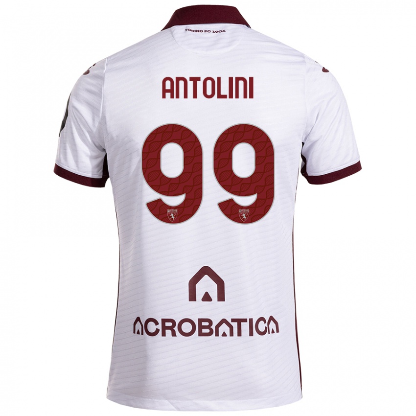 Børn Jacopo Antolini #99 Hvid Rødbrun Udebane Spillertrøjer 2024/25 Trøje T-Shirt