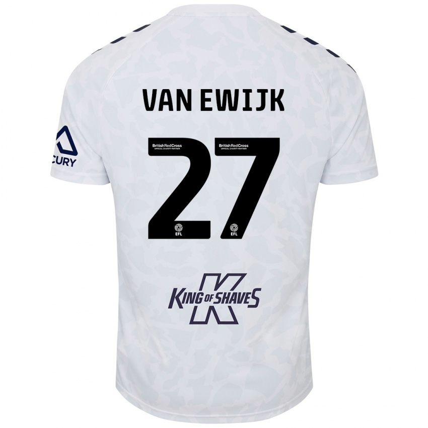 Børn Milan Van Ewijk #27 Hvid Udebane Spillertrøjer 2024/25 Trøje T-Shirt