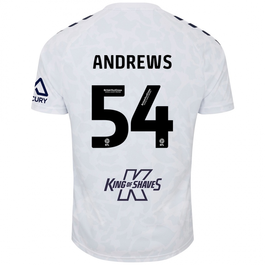 Børn Kai Andrews #54 Hvid Udebane Spillertrøjer 2024/25 Trøje T-Shirt