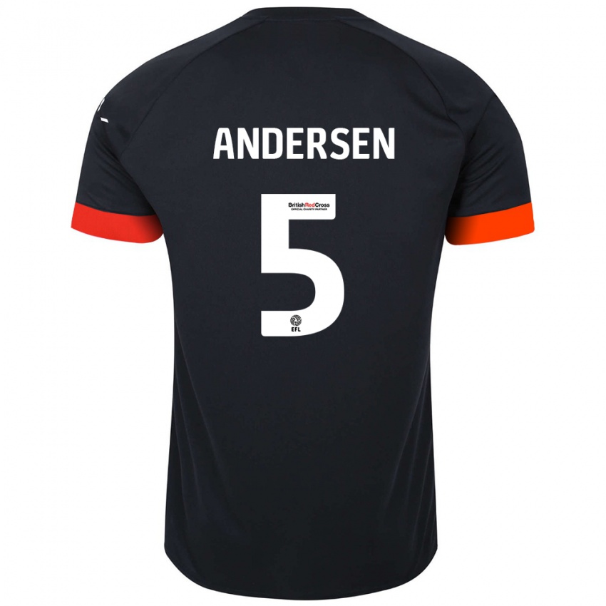 Børn Mads Andersen #5 Sort Orange Udebane Spillertrøjer 2024/25 Trøje T-Shirt