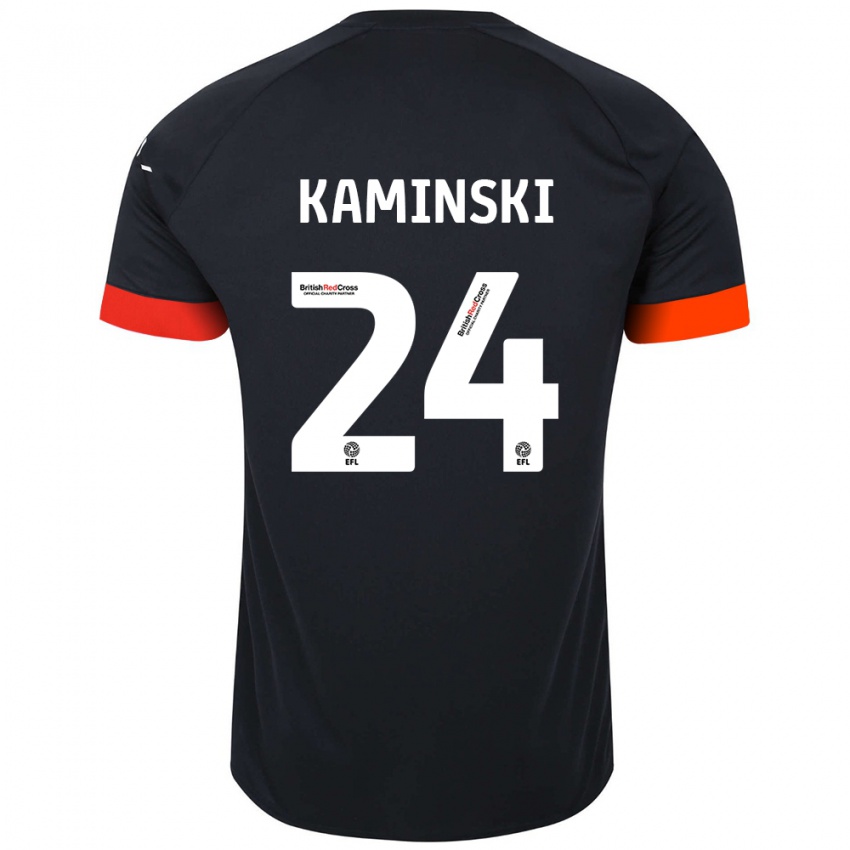 Børn Thomas Kaminski #24 Sort Orange Udebane Spillertrøjer 2024/25 Trøje T-Shirt