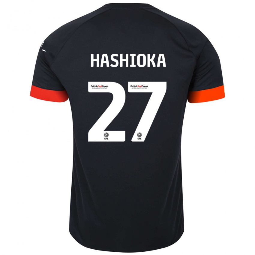 Børn Daiki Hashioka #27 Sort Orange Udebane Spillertrøjer 2024/25 Trøje T-Shirt