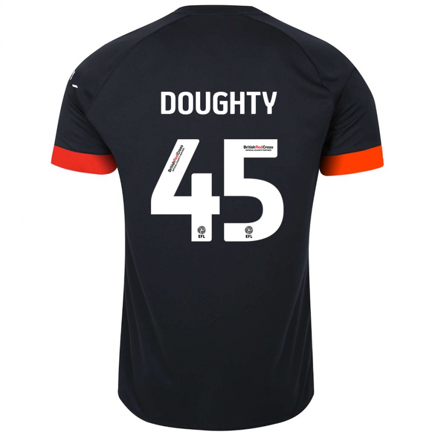 Børn Alfie Doughty #45 Sort Orange Udebane Spillertrøjer 2024/25 Trøje T-Shirt