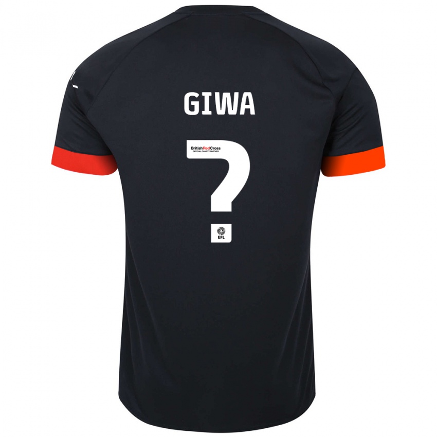 Børn Tyrell Giwa #0 Sort Orange Udebane Spillertrøjer 2024/25 Trøje T-Shirt