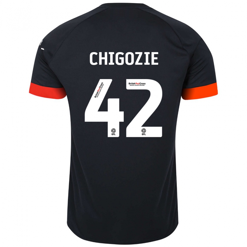 Børn Christian Chigozie #42 Sort Orange Udebane Spillertrøjer 2024/25 Trøje T-Shirt