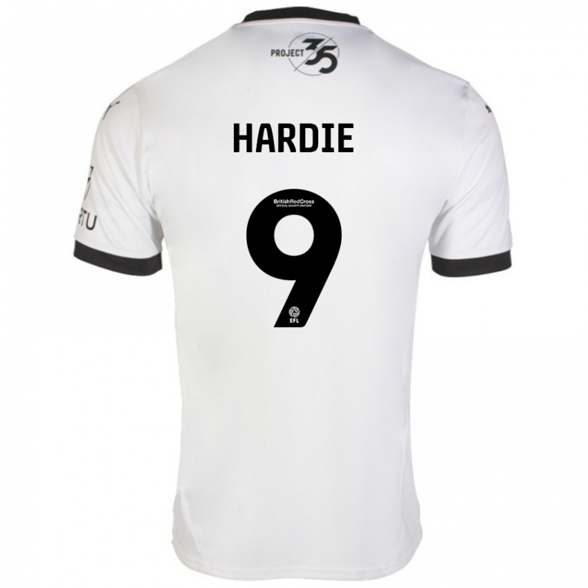 Børn Ryan Hardie #9 Hvid Sort Udebane Spillertrøjer 2024/25 Trøje T-Shirt