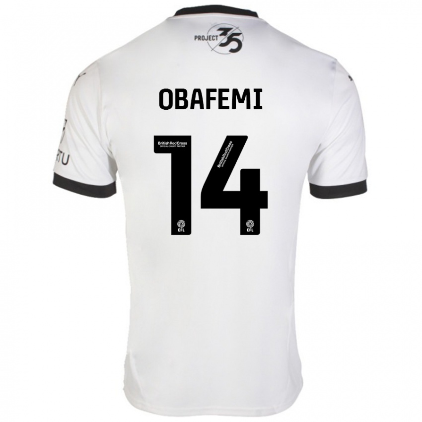 Børn Michael Obafemi #14 Hvid Sort Udebane Spillertrøjer 2024/25 Trøje T-Shirt