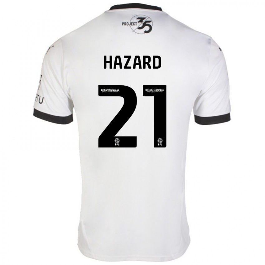 Børn Conor Hazard #21 Hvid Sort Udebane Spillertrøjer 2024/25 Trøje T-Shirt