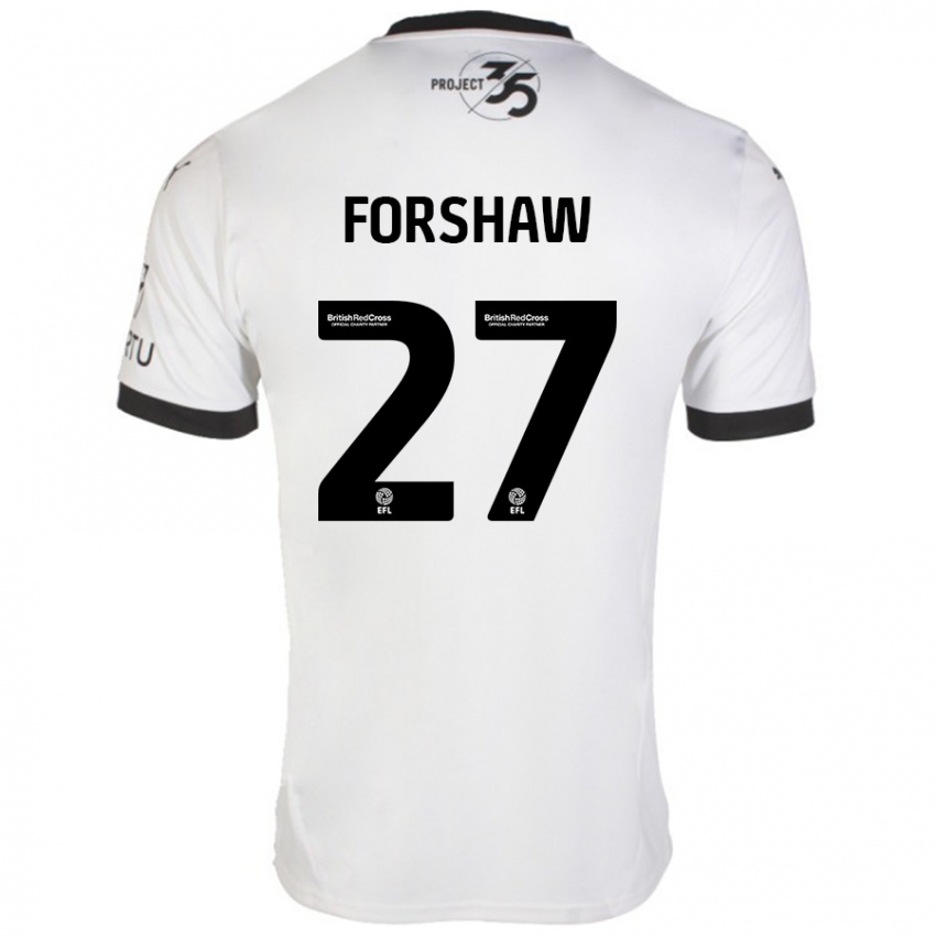 Børn Adam Forshaw #27 Hvid Sort Udebane Spillertrøjer 2024/25 Trøje T-Shirt