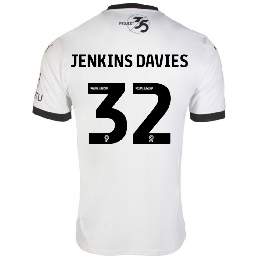 Børn Will Jenkins-Davies #32 Hvid Sort Udebane Spillertrøjer 2024/25 Trøje T-Shirt