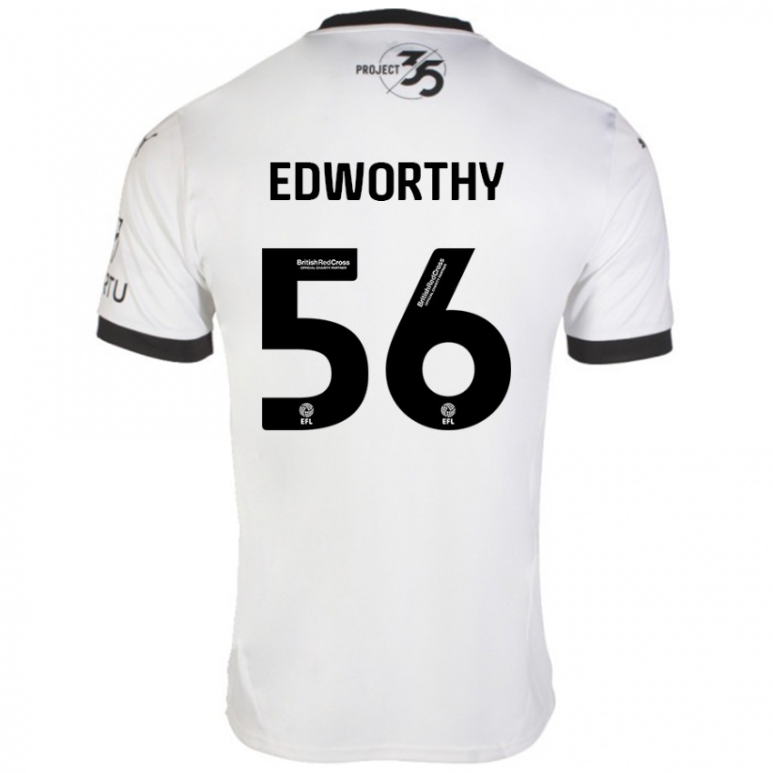 Børn Kieran Edworthy #56 Hvid Sort Udebane Spillertrøjer 2024/25 Trøje T-Shirt