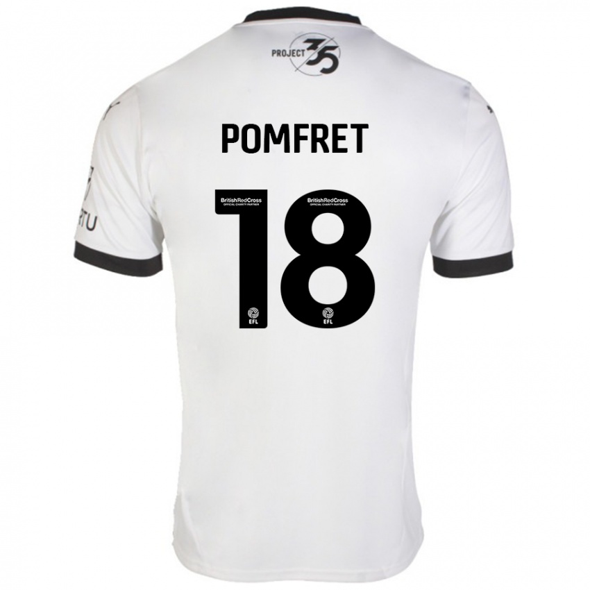 Børn Taya Pomfret #18 Hvid Sort Udebane Spillertrøjer 2024/25 Trøje T-Shirt