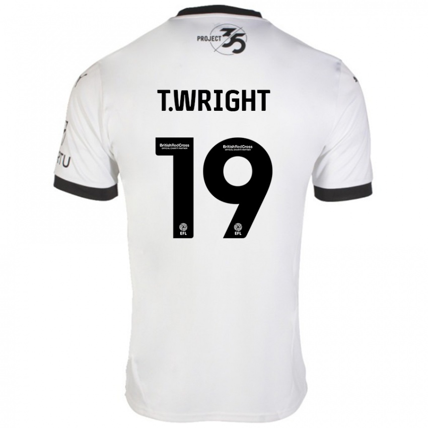 Børn Tyreik Wright #19 Hvid Sort Udebane Spillertrøjer 2024/25 Trøje T-Shirt