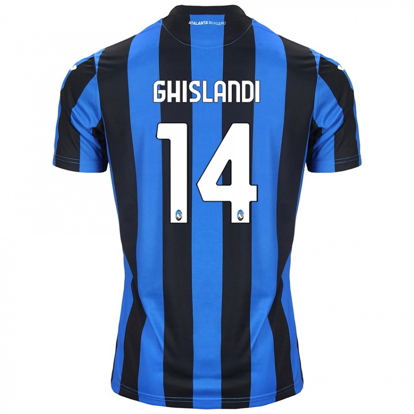 Mænd Davide Ghislandi #14 Blå Sort Hjemmebane Spillertrøjer 2024/25 Trøje T-Shirt