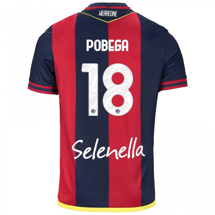 Mænd Tommaso Pobega #18 Rød Kongeblå Hjemmebane Spillertrøjer 2024/25 Trøje T-Shirt