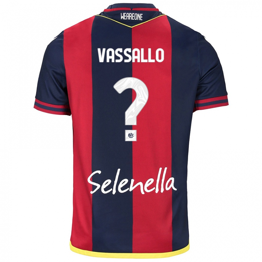 Mænd Giacomo Vassallo #0 Rød Kongeblå Hjemmebane Spillertrøjer 2024/25 Trøje T-Shirt