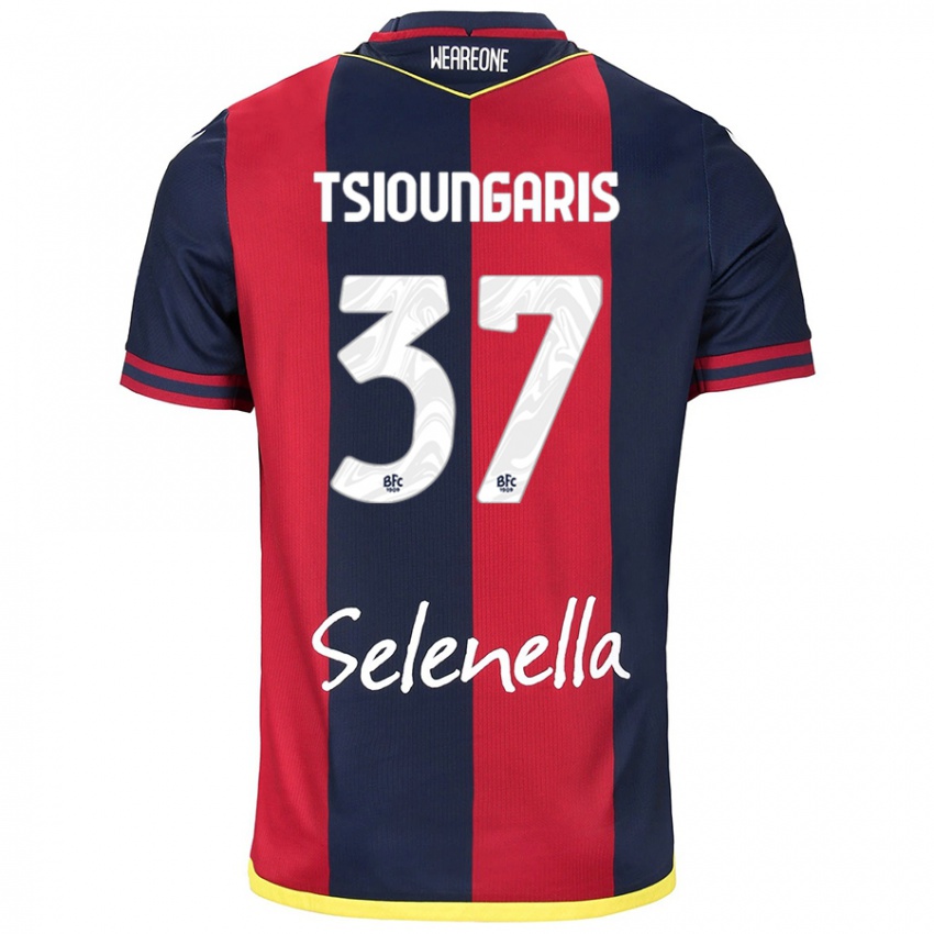 Mænd Theodoros Tsioungaris #37 Rød Kongeblå Hjemmebane Spillertrøjer 2024/25 Trøje T-Shirt