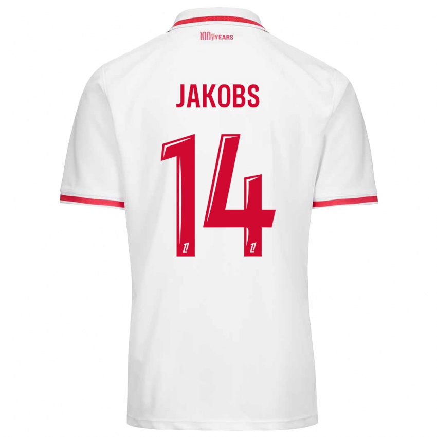 Mænd Ismail Jakobs #14 Hvid Rød Hjemmebane Spillertrøjer 2024/25 Trøje T-Shirt