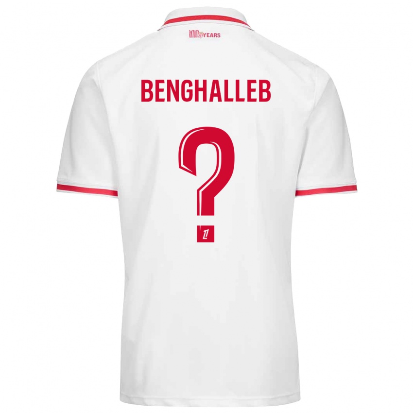 Mænd Adam Benghalleb #0 Hvid Rød Hjemmebane Spillertrøjer 2024/25 Trøje T-Shirt