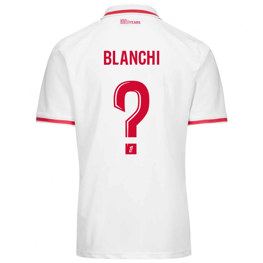 Mænd Florian Blanchi #0 Hvid Rød Hjemmebane Spillertrøjer 2024/25 Trøje T-Shirt