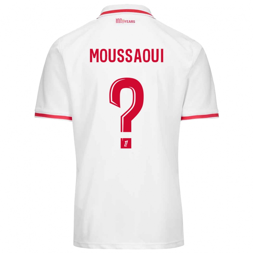 Mænd Wassim Moussaoui #0 Hvid Rød Hjemmebane Spillertrøjer 2024/25 Trøje T-Shirt