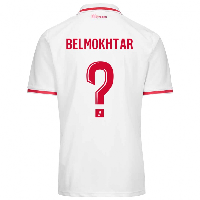 Mænd Ilies Belmokhtar #0 Hvid Rød Hjemmebane Spillertrøjer 2024/25 Trøje T-Shirt