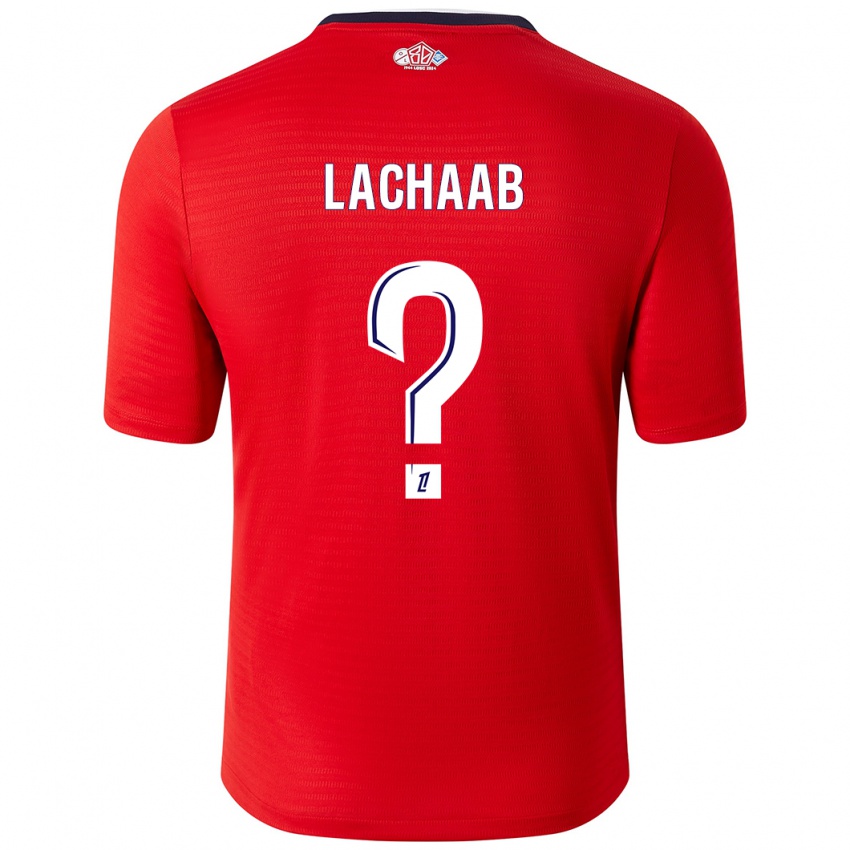 Mænd Younes Lachaab #0 Rød Hvid Hjemmebane Spillertrøjer 2024/25 Trøje T-Shirt