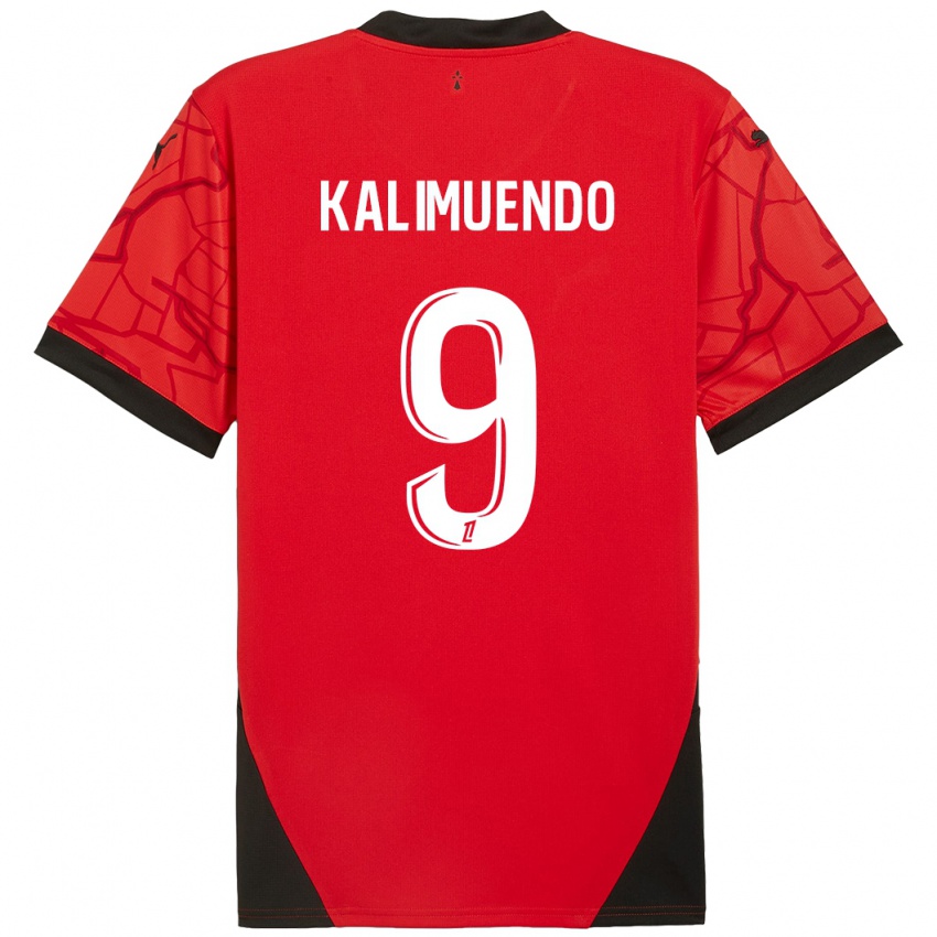 Mænd Arnaud Kalimuendo #9 Rød Sort Hjemmebane Spillertrøjer 2024/25 Trøje T-Shirt