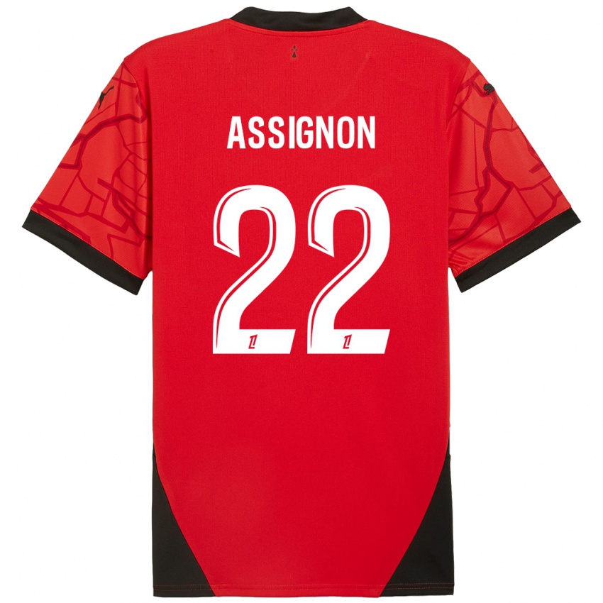 Mænd Lorenz Assignon #22 Rød Sort Hjemmebane Spillertrøjer 2024/25 Trøje T-Shirt