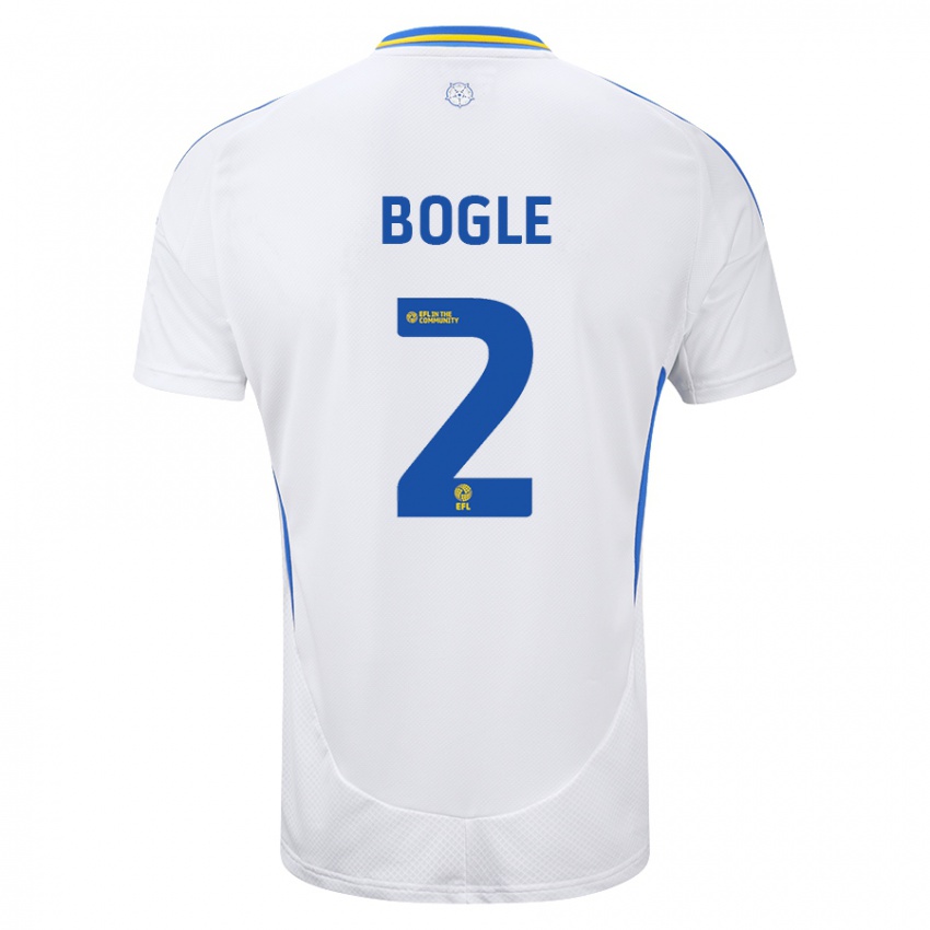 Mænd Jayden Bogle #2 Hvid Blå Hjemmebane Spillertrøjer 2024/25 Trøje T-Shirt