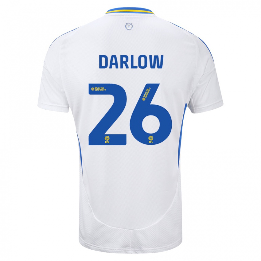 Mænd Karl Darlow #26 Hvid Blå Hjemmebane Spillertrøjer 2024/25 Trøje T-Shirt