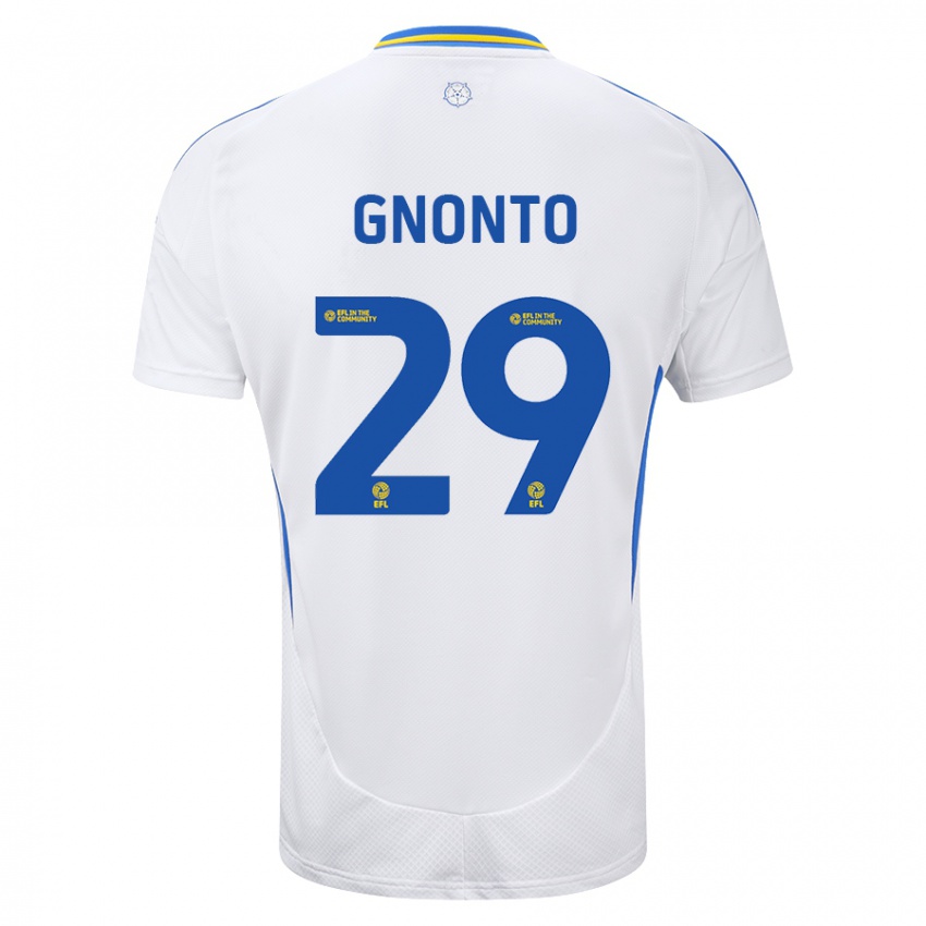 Mænd Wilfried Gnonto #29 Hvid Blå Hjemmebane Spillertrøjer 2024/25 Trøje T-Shirt