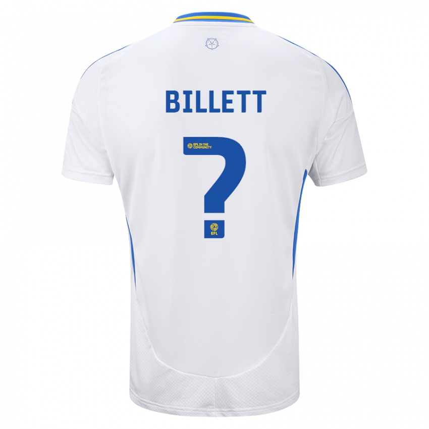 Mænd Joe Billett #0 Hvid Blå Hjemmebane Spillertrøjer 2024/25 Trøje T-Shirt