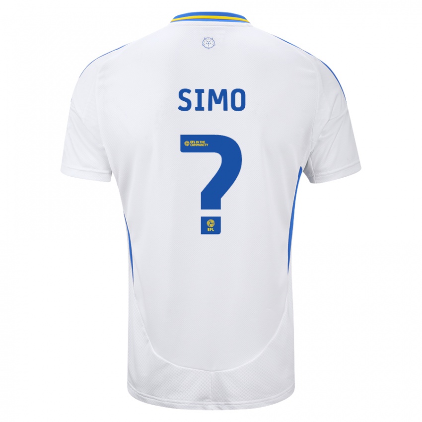 Mænd Elton Simo #0 Hvid Blå Hjemmebane Spillertrøjer 2024/25 Trøje T-Shirt