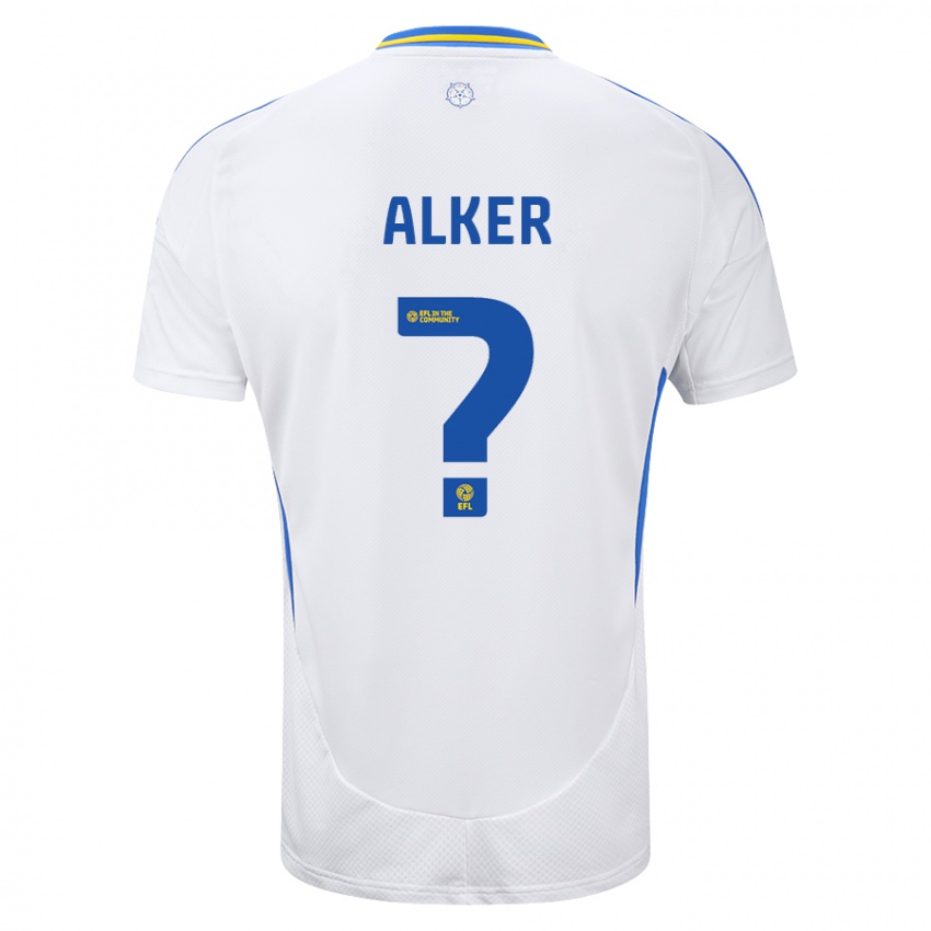 Mænd Samuel Alker #0 Hvid Blå Hjemmebane Spillertrøjer 2024/25 Trøje T-Shirt