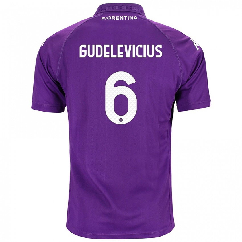 Mænd Ernestas Gudelevicius #6 Lilla Hjemmebane Spillertrøjer 2024/25 Trøje T-Shirt