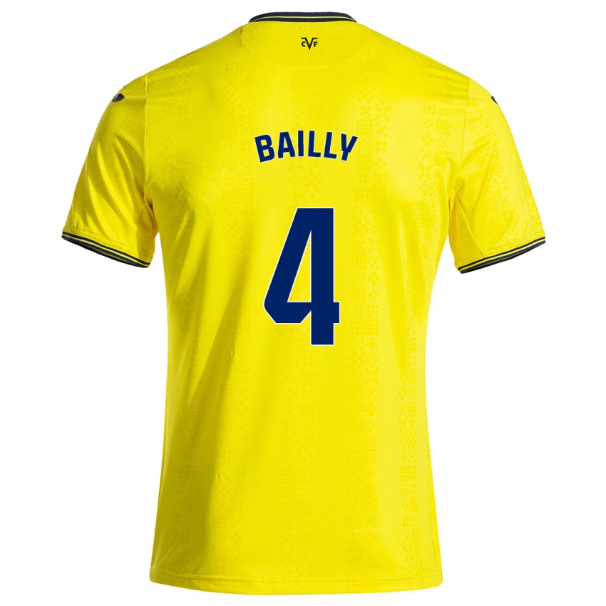 Mænd Eric Bailly #4 Gul Sort Hjemmebane Spillertrøjer 2024/25 Trøje T-Shirt