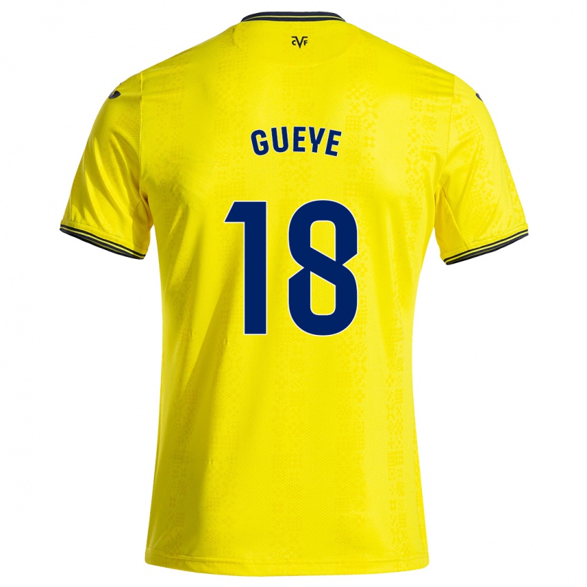 Mænd Pape Gueye #18 Gul Sort Hjemmebane Spillertrøjer 2024/25 Trøje T-Shirt